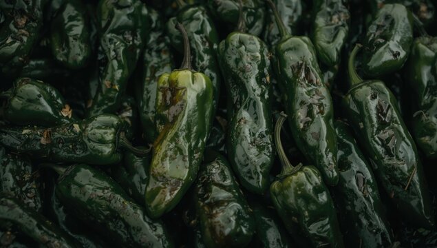 Padron peppers fresh from the garden ready for grilling with olive oil seasoning