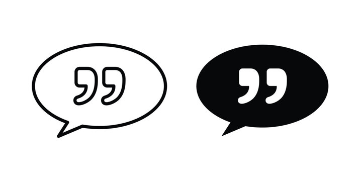 Comment quote icon. Editable line vector element set