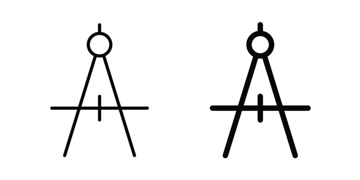 Drafting compass icon. Editable line vector element set