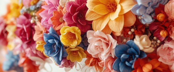 Obraz premium Vibrant colored faux flowers designed for festive decoration