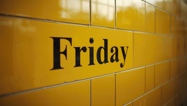 Yellow colored tiles featuring the weekday Friday prominently