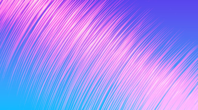 Abstract 3D render of curved parallel lines with vibrant gradient from pink to blue, background, dynamic futuristic design for digital artwork and creative projects.