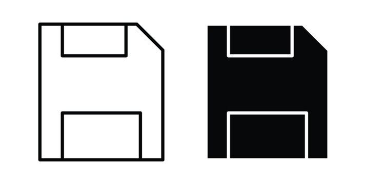 Floppy disk icon. Editable line vector element set