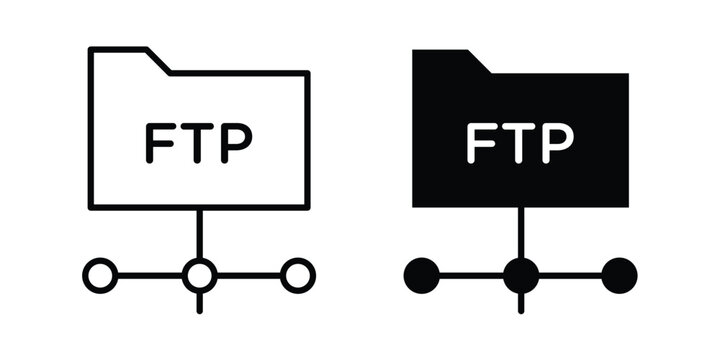 FTP icon. Editable line vector element set