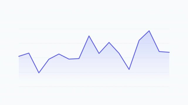 Minimalist purple and blue line chart showing data fluctuation and business trends on a white background vector illustration