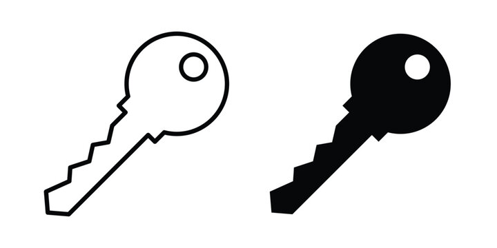 key icon. Editable line vector element set