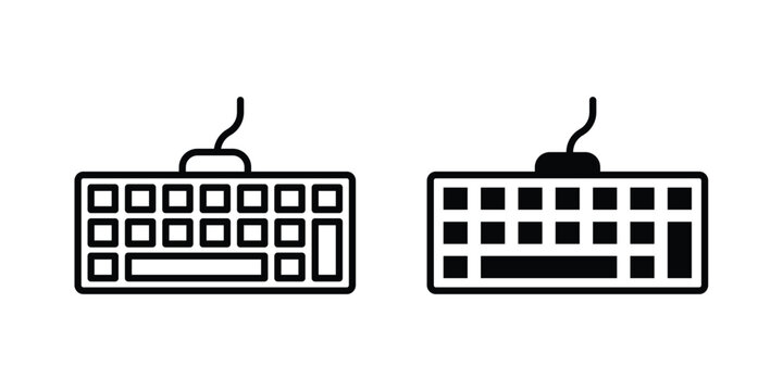 Keyboard icon. Editable line vector element set