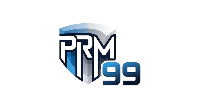PRM 99 Logo Design A Modern Shield Emblem with Blue and Silver Accents for a Professional Brand Identity