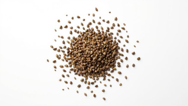 White studio background featuring ajwain seeds herbal theme