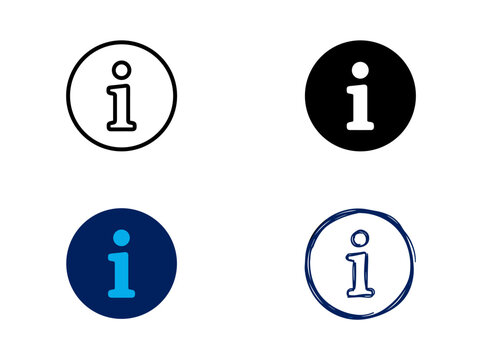 Information Icon Variations Set, Line Filled Duotone Hand Drawn Vector Help Symbols
