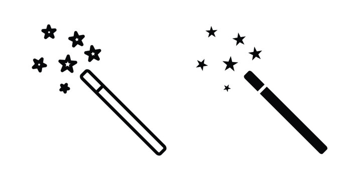 Magic wand icon. Editable line vector element set