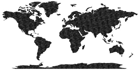 A vector illustration of a global world map shaped as a heart and a mosaic of harlequin bubbles showing the earth continents and oceans for travel geography © hossain