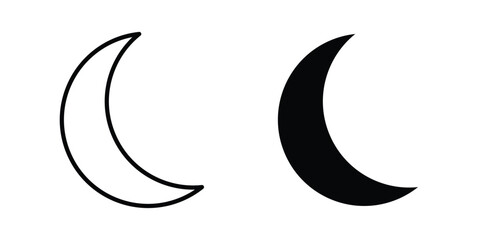 Moon icon. Editable line vector element set © Surya