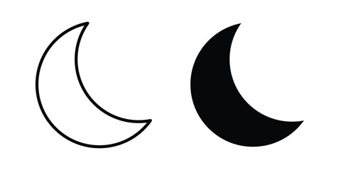 Moon icon. Editable line vector element set © Surya