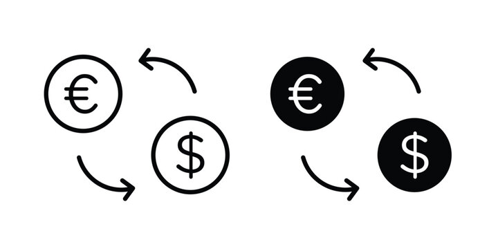 Money exchange icon. Editable line vector element set
