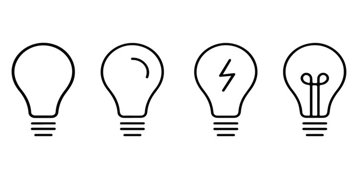 An isolated electric light bulb on a white background represents a bright glass lamp symbolizing energy, inspiration, creativity, and a powerful new idea