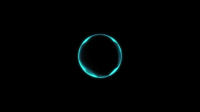 Cyan wave audio waveform ring animation with futuristic technology aesthetics, reactive music frequencies and vibrant circular spectrum effects on black screen background 4K.