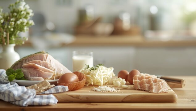 Meal preparation tips featuring high tryptophan and melatonin foods to improve sleep with copy space