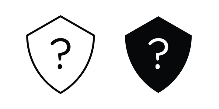 Shield interrogation icon. Editable line vector element set