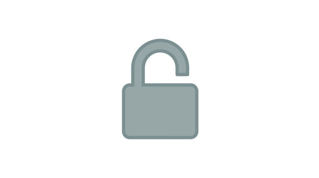 Open padlock icon on white background, symbol of security, access, and freedom