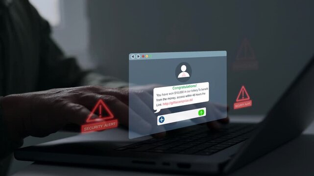 Financial scam concept showing bank card fraud, phishing and online payment risk. Security alert, data protection and identity theft warning in digital banking frauds.