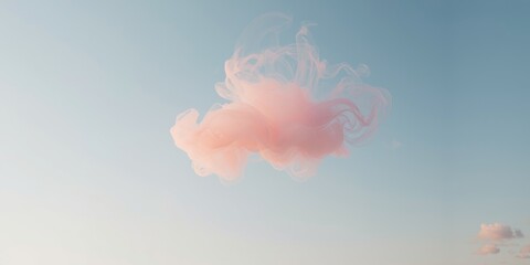 Obraz premium Pink smoke-like cloud isolated on a translucent background featuring calm blue sky