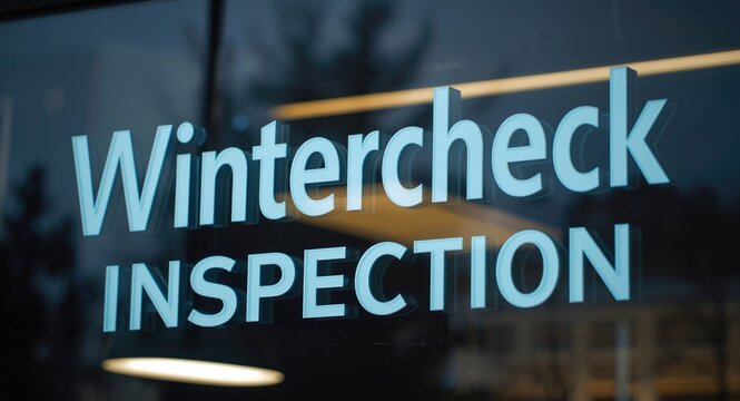 Wintercheck inspection signage with clear lettering