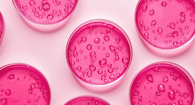 Scientific concept of cobalt chloride solution in Petri dishes on white background