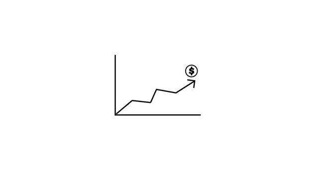Minimalist business growth graph animation with dollar icon on white background
