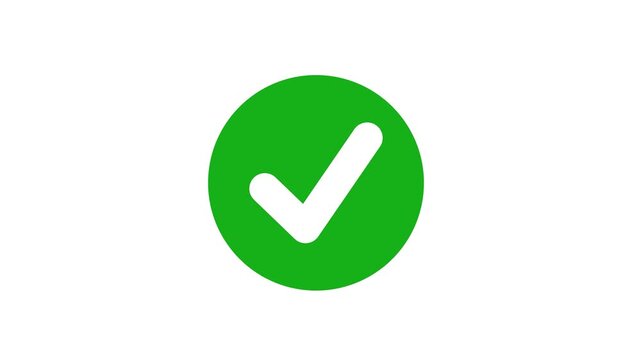 Check mark on transparent background with alpha channel. approved tick mark icon, Check mark icon animation, right mark icon. Tick mark icon animation. Check mark animation on circle, 4k video