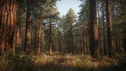 Fototapeta premium Refreshing adventure in a thriving ponderosa pine tree environment