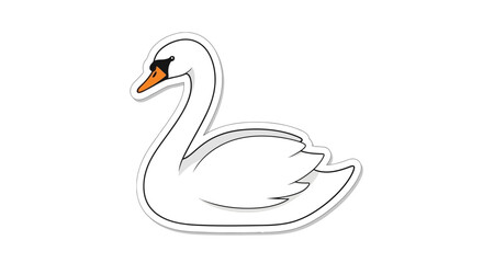 Fototapeta premium Elegant White Swan Illustration with Outline