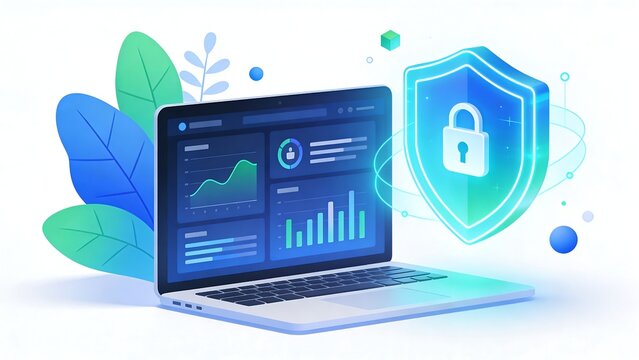 Generative AI visualizes a secure digital environment with data analytics