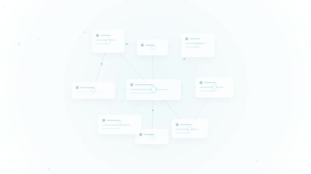 Conceptual Digital Workflow Diagram Displaying Organized Task Connections and Information Flow from a Top-Down View in a Minimalist Environment