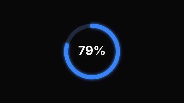 Loading Progress Indicator Displaying 79 Percent Completion on Dark Background, Technology Concept, Digital Interface View