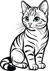 Fototapeta premium Cat outline drawing minimalist feline line art