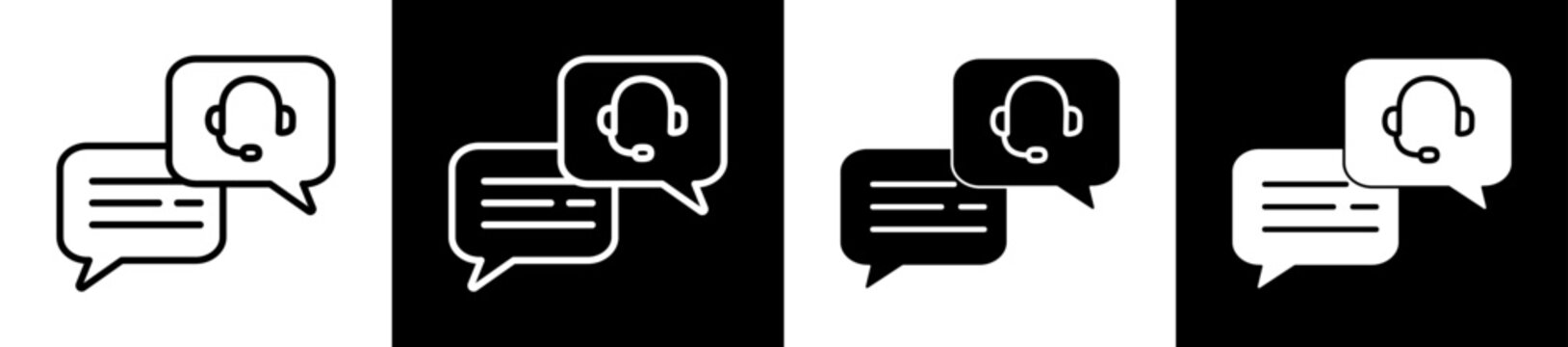 Online Chat Icon Black And White Vector Illustration.