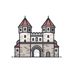Obraz premium A flat vector illustration of a medieval stone fortress gatehouse