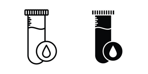 Blood sample icon. line and filled black pictograms. © Power