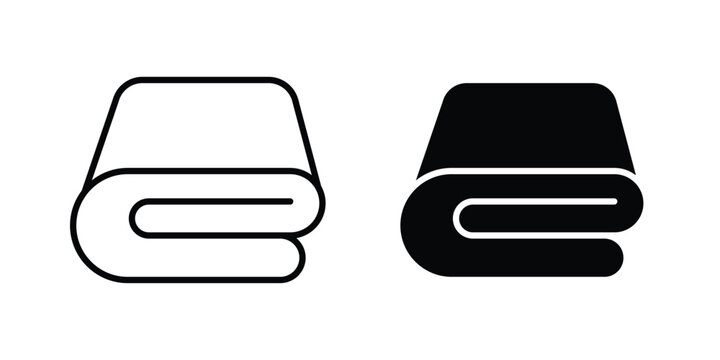 blanket icon. line and filled black pictograms.