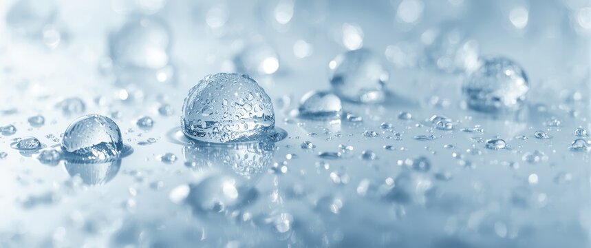 Machine learning enhanced image of water globules on a bright hydrophobic film