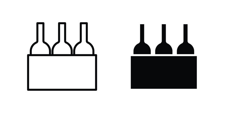 Box of wine icon. line and filled black pictograms.