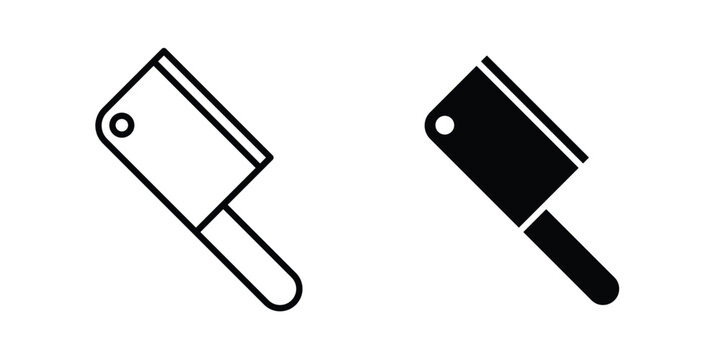 Butcher knife icon. line and filled black pictograms.