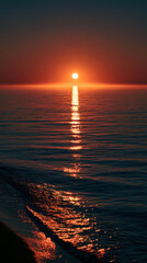 Obraz premium Orange Sunset Reflected On Sea