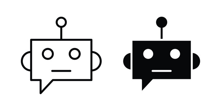 Chat bot assistance icon. line and filled black pictograms.