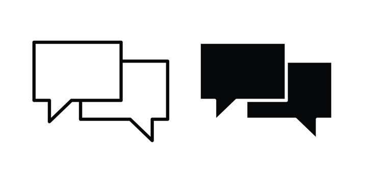 Chat bubble icon. line and filled black pictograms.