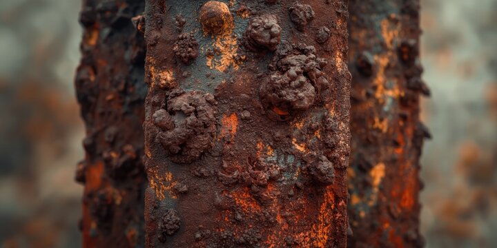 Texture of metal heavily affected by oxidation and rusting