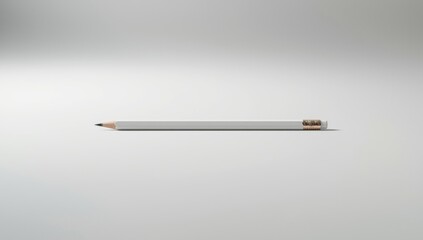 Naklejka premium White pencil isolated on a bright white surface featuring minimal shadowing
