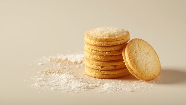 Shortbread biscuit stack showcasing buttery taste and sugar topping
