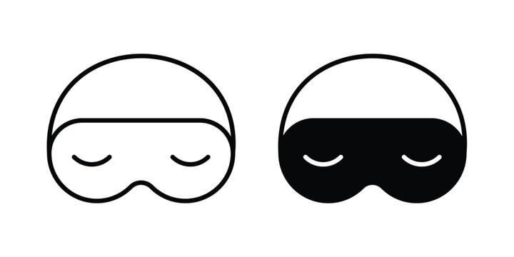 Eye mask icon. line and filled black pictograms.
